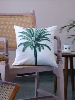 Crown of Poppies - Palm Serenity Cushion Cover White (Pack of 6) (16x16 Inches)