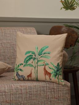 Crown of Poppies - The Palm & Desert Safari Cushion Cover Multi-Color (16x16 Inches)