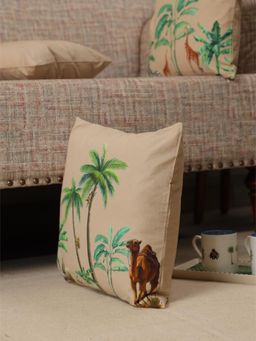 Crown of Poppies - The Palm & Desert Safari Cushion Cover Multi-Color (16x16 Inches)