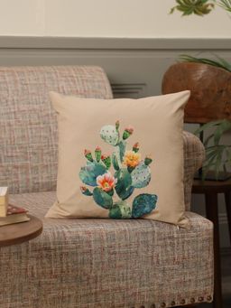 Crown of Poppies - The Palm & Desert Safari Cushion Cover Multi-Color (16x16 Inches)
