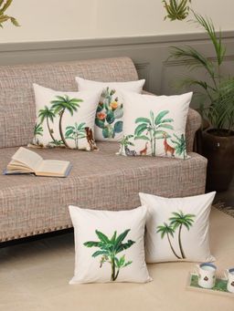 Crown of Poppies - The Palm & Desert Safari Cushion Cover Off-White (Pack of 5) (16x16 Inches)