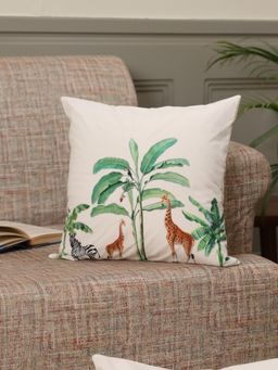 Crown of Poppies - The Palm & Desert Safari Cushion Cover Multi-Color (16x16 Inches)