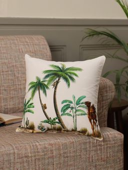 Crown of Poppies - The Palm & Desert Safari Cushion Cover Multi-Color (16x16 Inches)