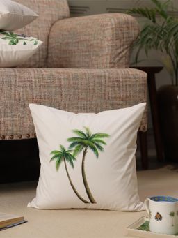 Crown of Poppies - The Palm & Desert Safari Cushion Cover Off-White (16x16 Inches)