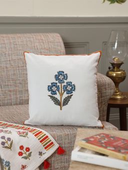 Crown of Poppies - The Heritage Mughal Floral Cushion Cover Multi-Color (16x16 Inches)