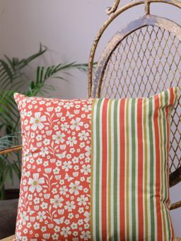 Crown of Poppies - The Terracotta Trails Cushion Cover Multi-Color (16x16 Inches)