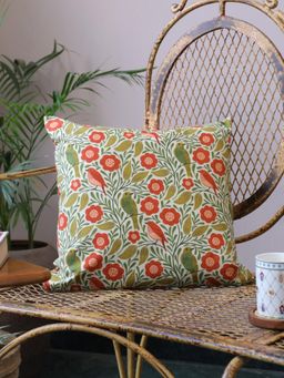 Crown of Poppies - The Terracotta Trails Cushion Cover Multi-Color (16x16 Inches)
