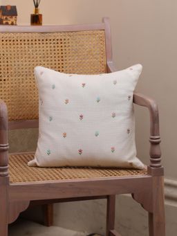 Crown of Poppies - The Terracotta Trails Cushion Cover Off-White (16x16 Inches)