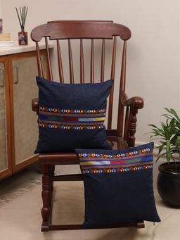 Crown of Poppies - The Pastel Meadow Embroidered Waffle Cushion Cover Multi-Color (16x16 Inches)