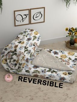 CHHAVI INDIA - Floral Bliss 300 Gsm Double Comforter - Beige, Yellow & Grey