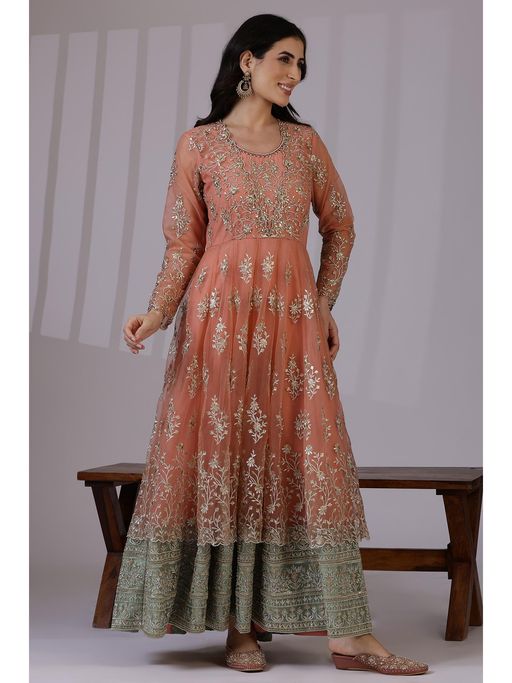 chinese dress ladies Vintage Peach Silk Layered Dress - S/M main image 0