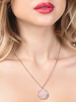 Zaveri Pearls - Pink Meenakari Contemporary Design Pendant Chain-ZPFK14561