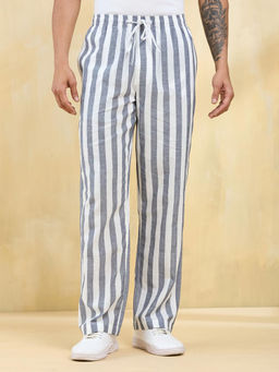 Fabindia - White Cotton Striped Drawstring Trouser