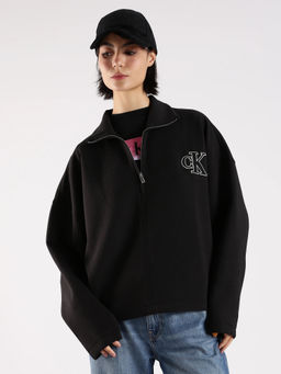 Calvin Klein - Black Relaxed Fit Polyester Half-Zip Neck Jacket