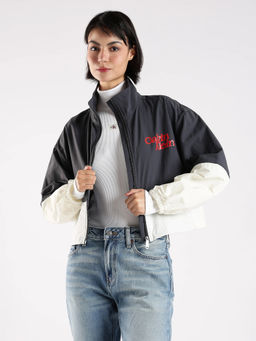 Calvin Klein - Charcoal Relaxed Fit Nylon High Neck Jacket