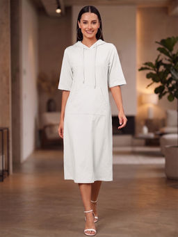 BRINNS - White T-Shirt Midi Hooded Dress