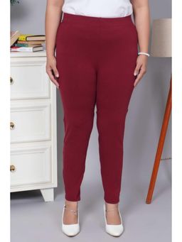 MLADA - Maroon Women's Office Wear Slim Fit High Waist Stretch Cotton Lycra Jeggings