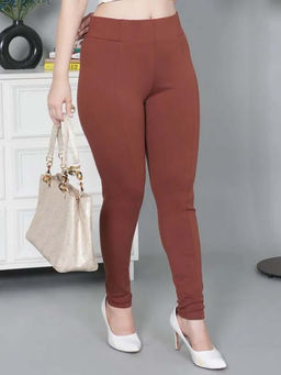 MLADA - Brown Women's Office Wear Slim Fit High Waist Stretch Cotton Lycra Jeggings