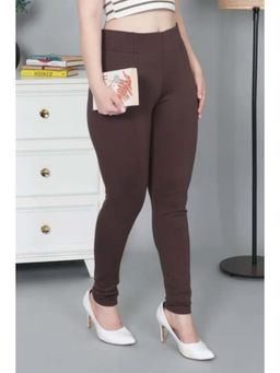 MLADA - Brown Women's Office Wear Slim Fit High Waist Stretch Cotton Lycra Jeggings