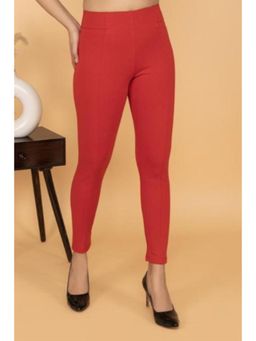 MLADA - Red Women's Office Wear Slim Fit High Waist Stretch Cotton Lycra Jeggings