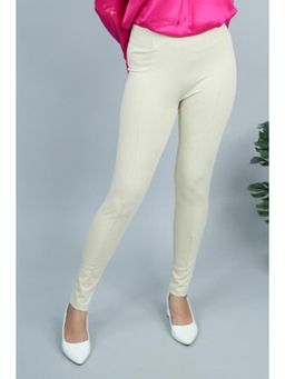 MLADA - Cream Women's Office Wear Slim Fit High Waist Stretch Cotton Lycra Jeggings