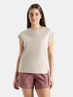 Jockey - Wz01 Women Super Combed Cotton Rich Hybrid Tank Top with Ribbed Sleeves-Dove