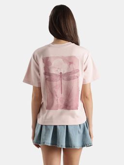 Jockey - Wz04 Women Black Super Combed Cotton Rich Oversized Printed T-Shirt-Potpourri