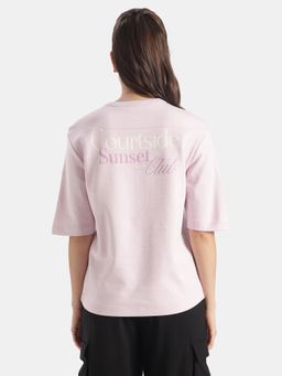 Jockey - Wz26 Women Super Combed Cotton Rich Oversized Graphic Print T-Shirt-Lilac Snow