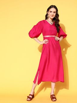 Yufta - Women Pink Solid A-Line Dress (Set of 2)
