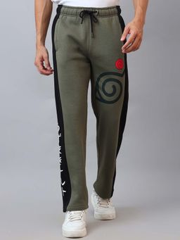 Free Authority - Official Naruto Anime Printed Olive Regular Fit Track Pant
