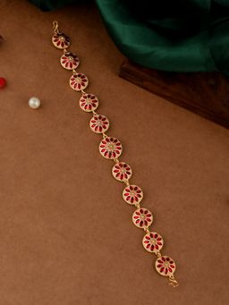 Silvermerc Designs - Gold Plated Ethnic Traditional Meenakari Wedding Head Chain