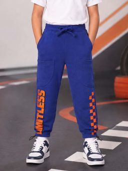 KiddoPanti - Boys Blue Cotton Track pant