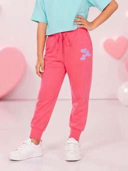 KiddoPanti - Girls Coral Cotton Track pant