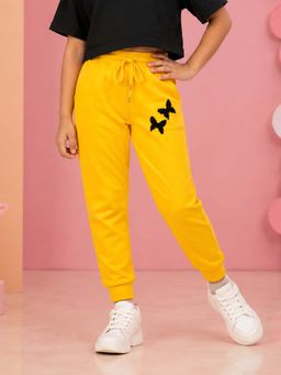 KiddoPanti - Girls Mustard Cotton Track pant