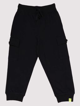 KiddoPanti - Boys Black Cotton Track pant