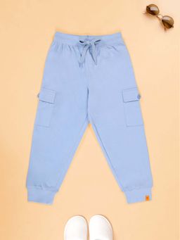 KiddoPanti - Boys Blue Cotton Track pant