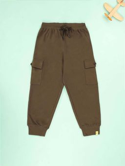 KiddoPanti - Boys Green Cotton Track pant