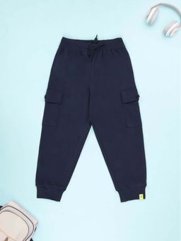 KiddoPanti - Boys Navy Blue Cotton Track pant