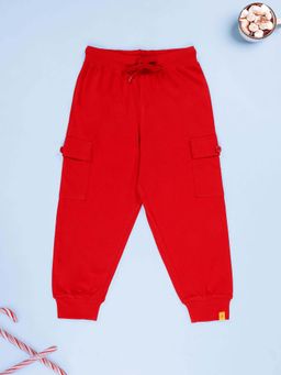 KiddoPanti - Boys Red Cotton Track pant