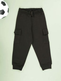 KiddoPanti - Boys Green Fleece Track pant