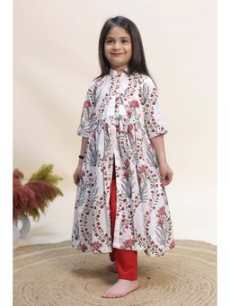 KALP - Girls White Cotton Kurta with Pant