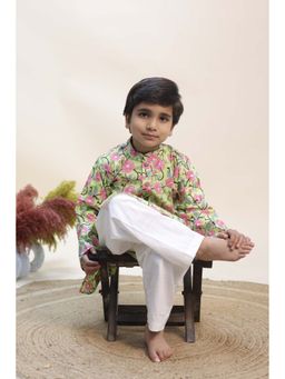 KALP - Boys Green Cotton Kurta with Pant