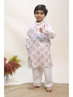 KALP - Boys White Cotton Kurta with Pant
