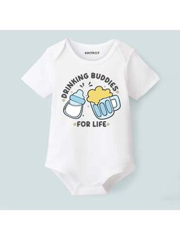 KNITROOT - Unisex White Cotton Onesie