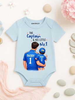 KNITROOT - Unisex Blue Cotton Onesie