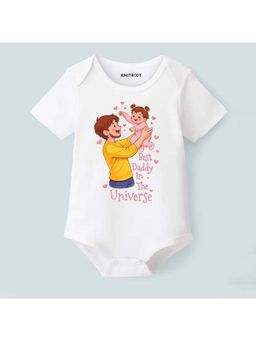 KNITROOT - Unisex White Cotton Onesie