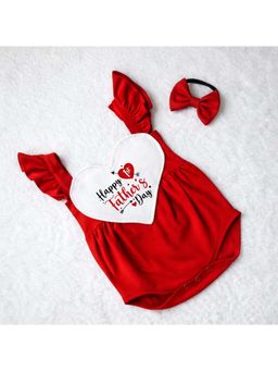 KNITROOT - Unisex Red Cotton Onesie