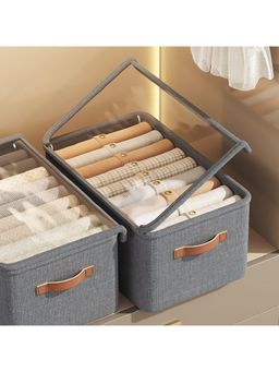 Firstseen - Foldable Clothes Storage Box with Lid Large Capacity Fabric Organizer for Wardrobe