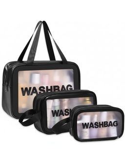 Firstseen - Set of 3 Travel Wash Bags Large Capacity Transparent Makeup & Cosmetic Organizer