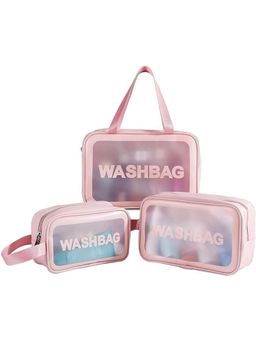 Firstseen - Set of 3 Travel Wash Bags Large Capacity Transparent Makeup & Cosmetic Organizer